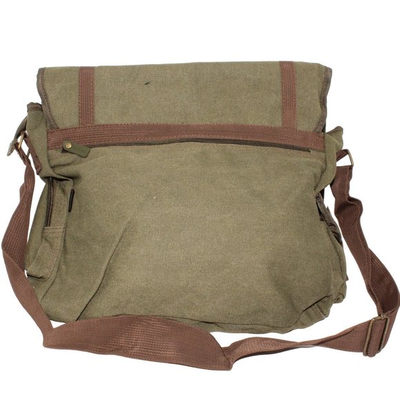 Sovrano Olive Valore Canvas Messenger Bag HazMat Advertising Embroidery Travel - Picture 3 of 10